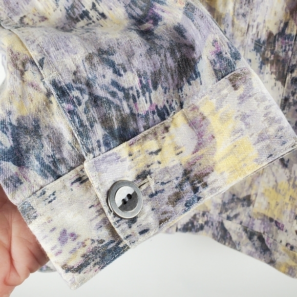 Chico's Jacket large Purple Pastel Spring Button Up 3/4 sleeves Lightweight - Picture 11 of 16